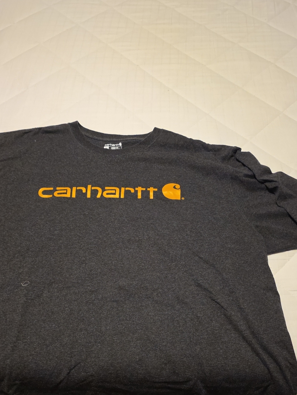 Carhartt Dark Gray Short-Sleeve Tee with Yellow Logo